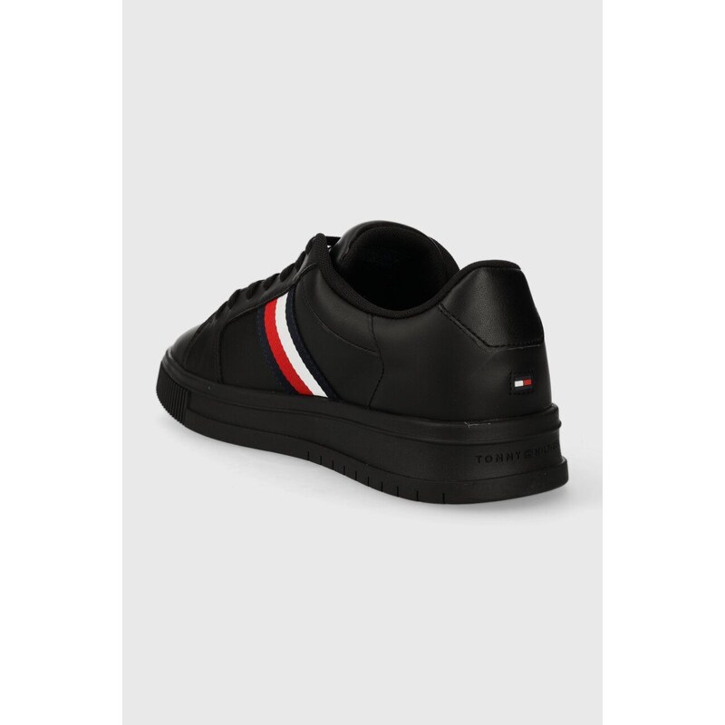 Kožené sneakers boty Tommy Hilfiger SUPERCUP LTH STRIPES ESS černá barva, FM0FM04895