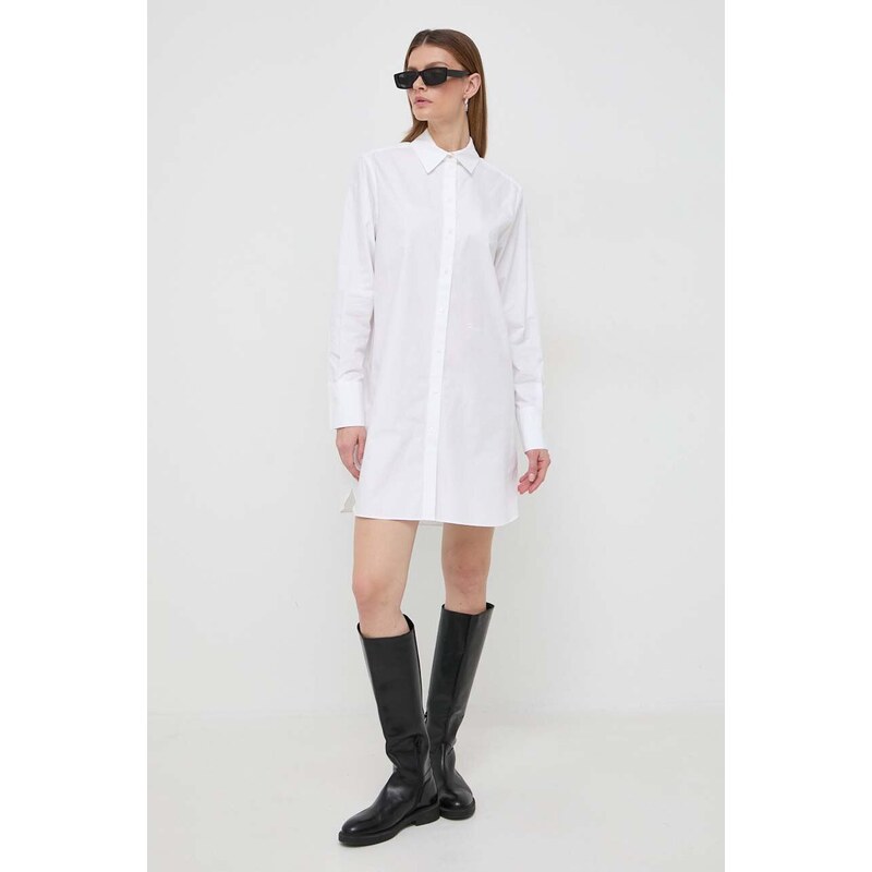 Košile Karl Lagerfeld bílá barva, relaxed, s klasickým límcem - GLAMI.cz