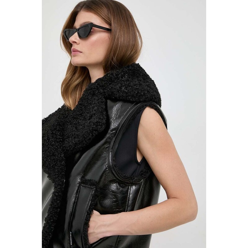 Bunda Karl Lagerfeld dámská, černá barva, přechodná, oversize