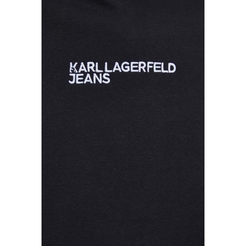 Mikina Karl Lagerfeld Jeans pánská, černá barva, s kapucí, s aplikací