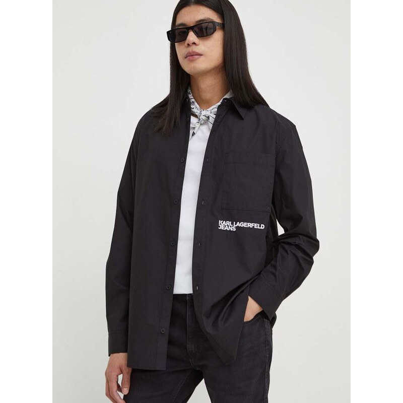 Košile Karl Lagerfeld Jeans černá barva, regular, s klasickým límcem