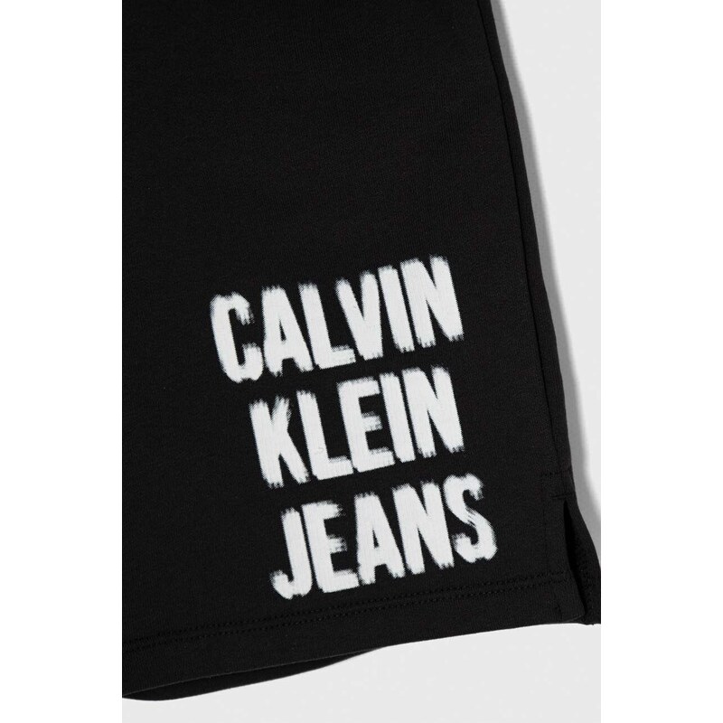 Dětské kraťasy Calvin Klein Jeans černá barva, nastavitelný pas