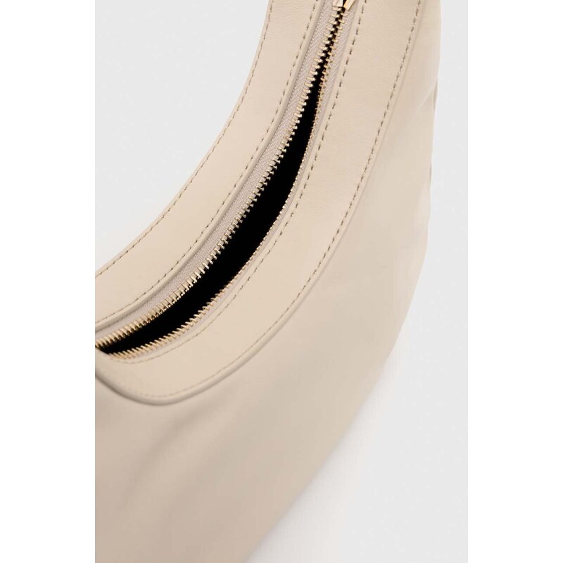 Kožená kabelka Tommy Hilfiger béžová barva