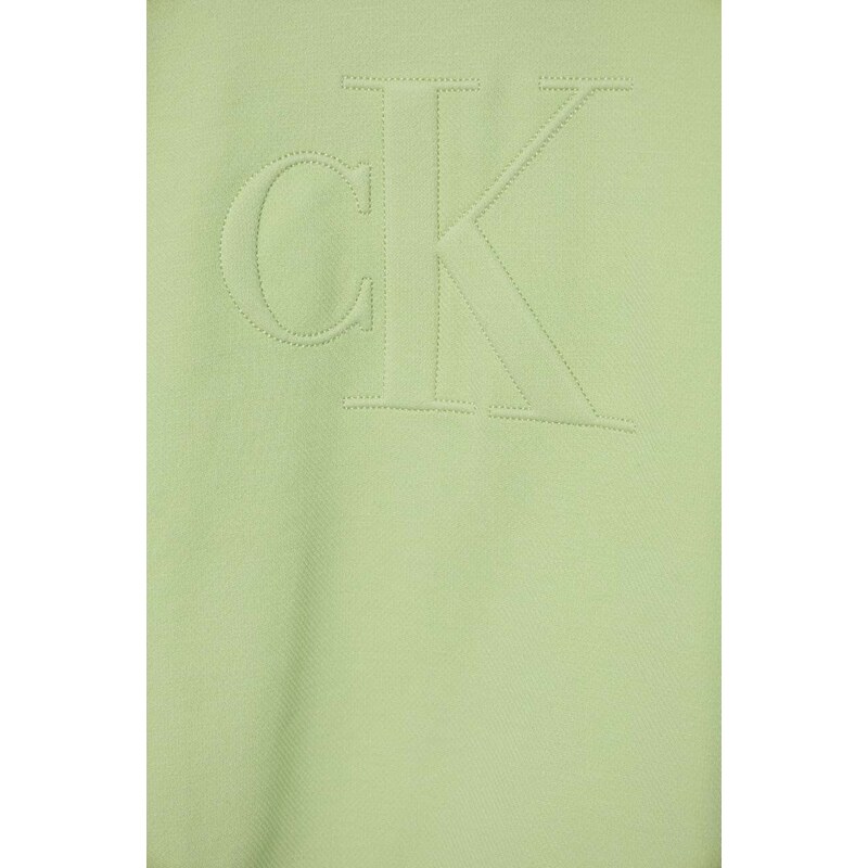 Dětská mikina Calvin Klein Jeans zelená barva, s aplikací