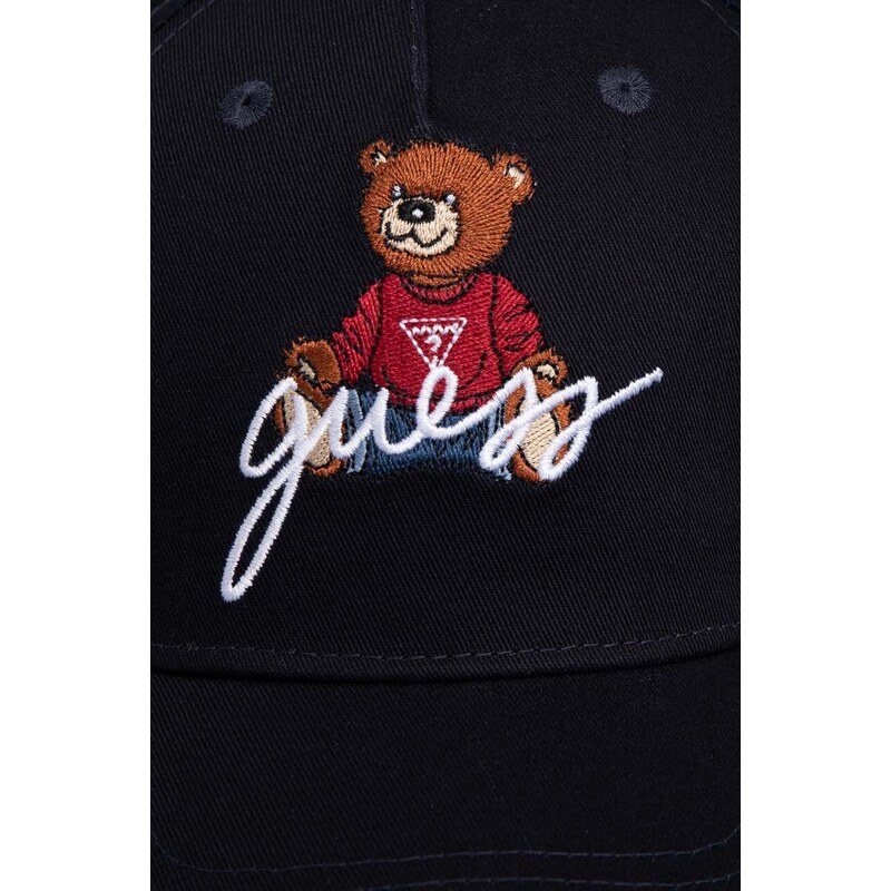 Bavlněná baseballová čepice Guess BEAR tmavomodrá barva, s aplikací, M4RZ20 WF8V0