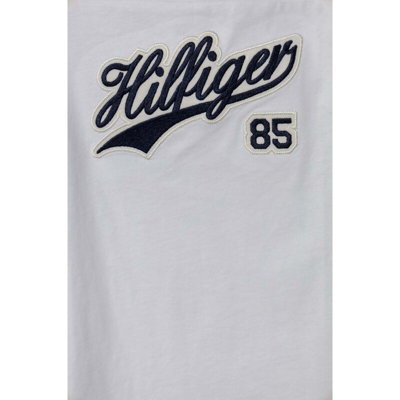 Dětská bavlněná košile s dlouhým rukávem Tommy Hilfiger bílá barva, s aplikací