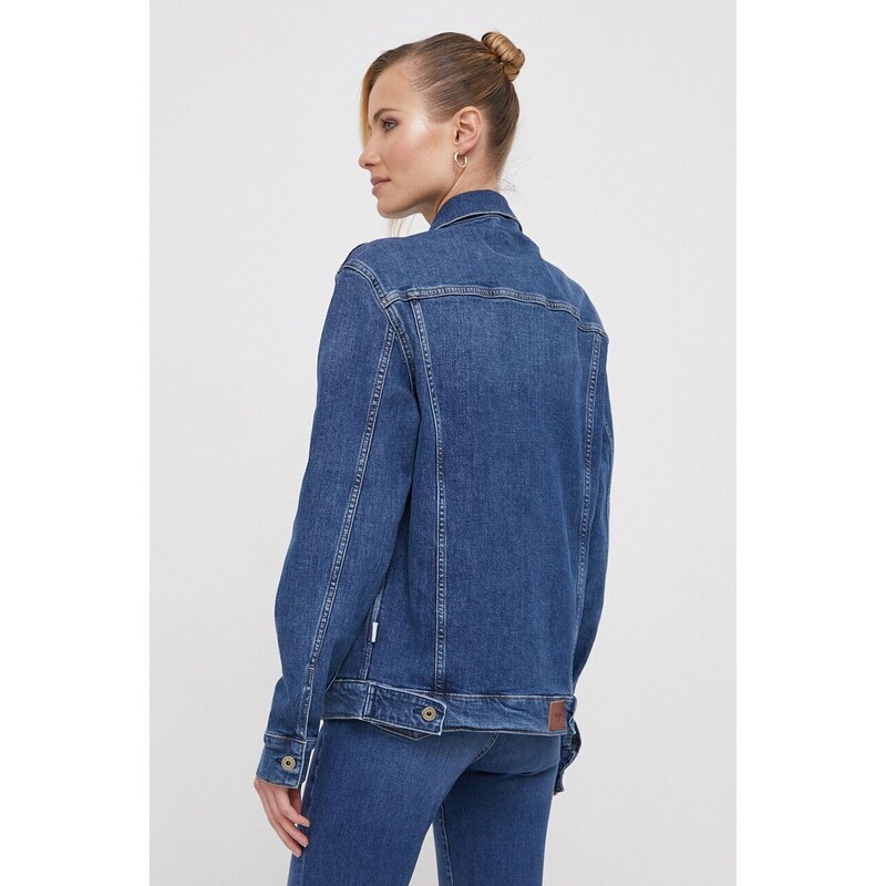 Džínová bunda Pepe Jeans dámská, tmavomodrá barva, přechodná