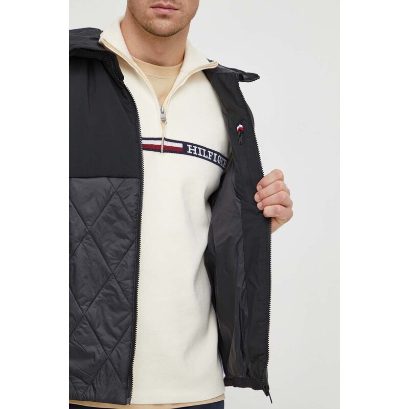 Bunda Tommy Hilfiger pánská, černá barva, přechodná