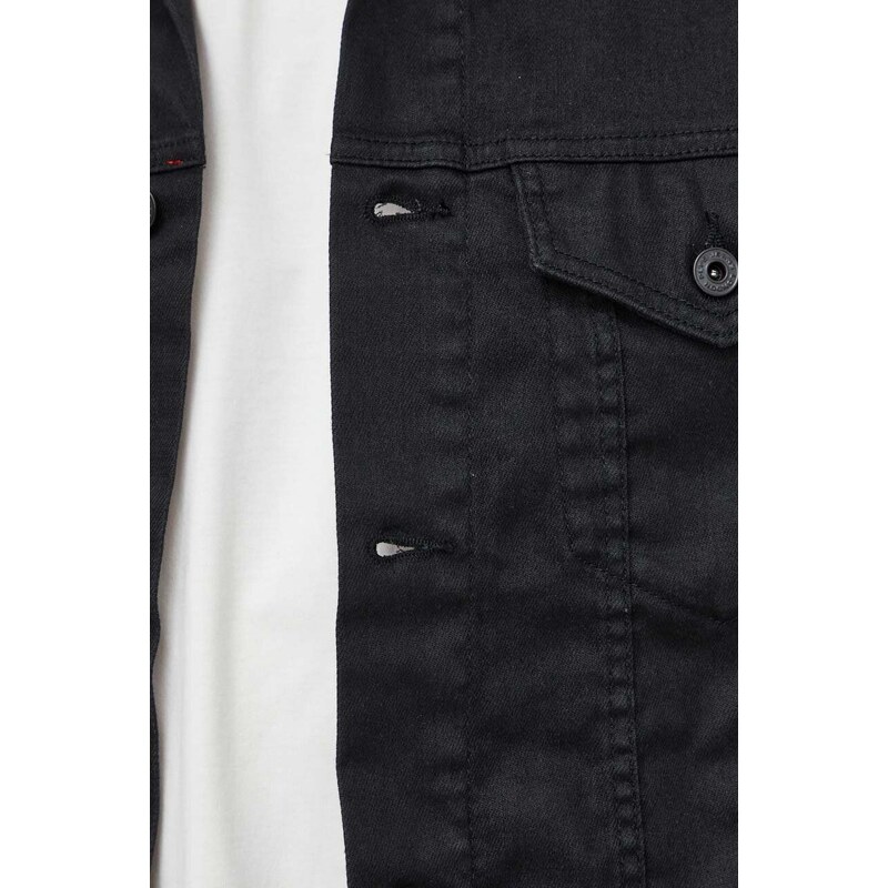 Džínová bunda Pepe Jeans pánská, černá barva, přechodná