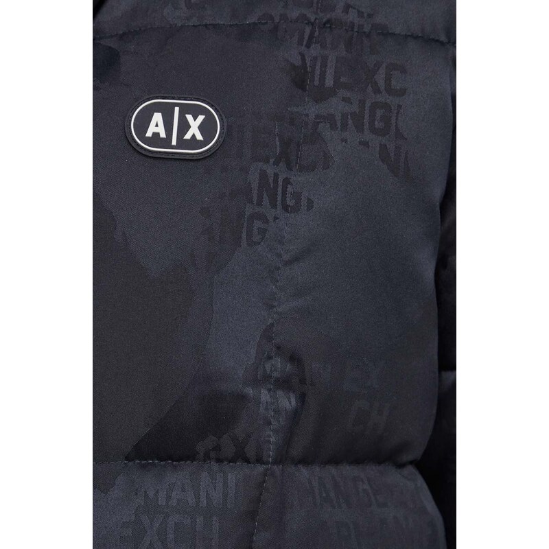 Péřová bunda Armani Exchange pánská, tmavomodrá barva, zimní, oversize, 3DZBL4 ZN3HZ