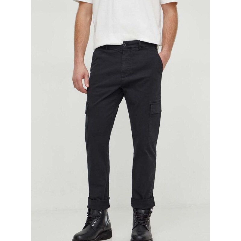 Kalhoty Pepe Jeans pánské, černá barva, ve střihu cargo