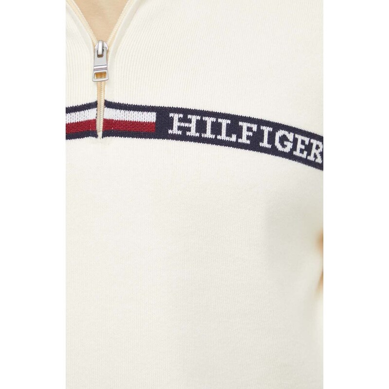 Svetr Tommy Hilfiger pánský, béžová barva, s pologolfem