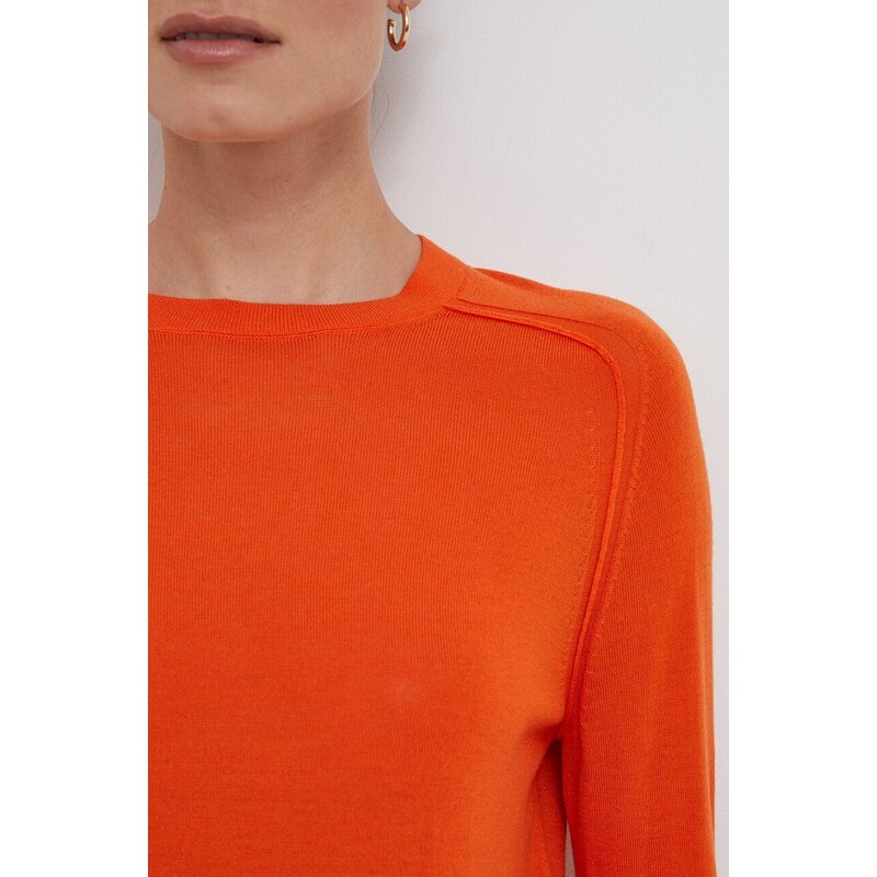 Vlněný svetr Calvin Klein dámský, oranžová barva, lehký