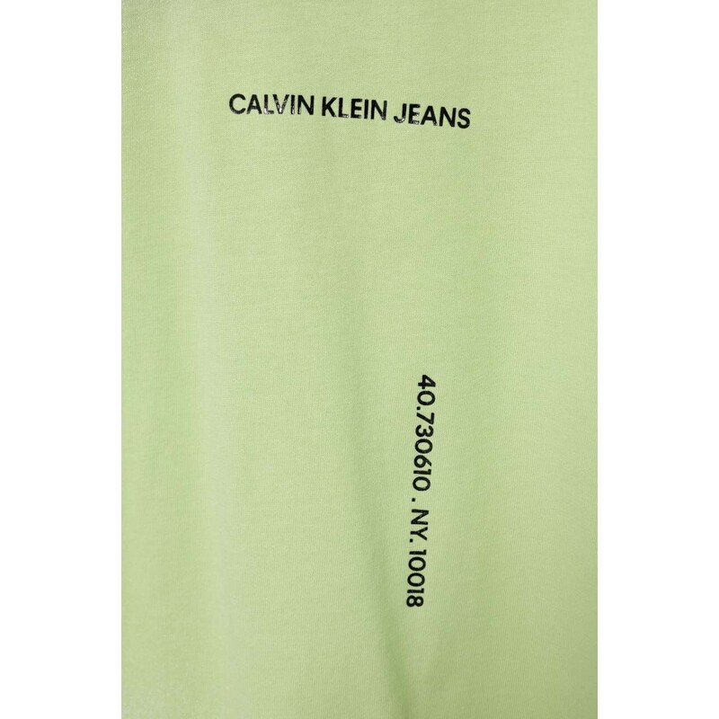 Dětské bavlněné tričko Calvin Klein Jeans zelená barva