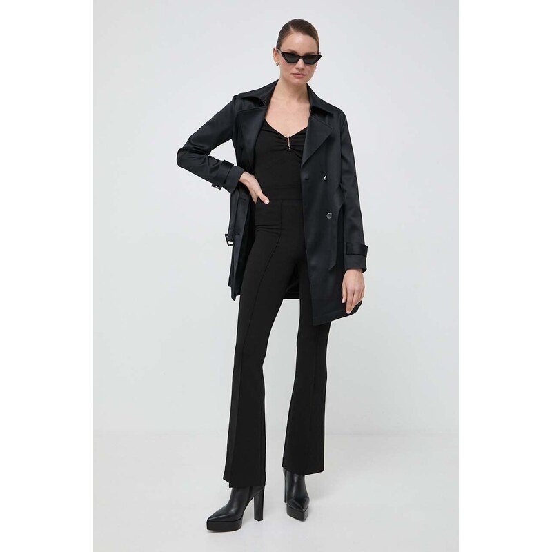 Kabát Guess LUANA dámský, černá barva, přechodný, dvouřadový, W4RL08 WFJ02