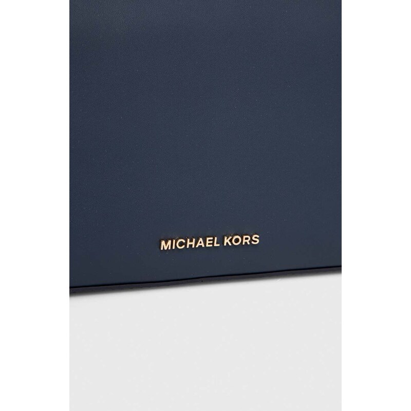 Kožená kabelka MICHAEL Michael Kors tmavomodrá barva