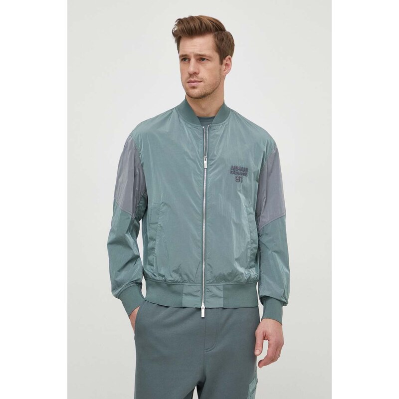 Bomber bunda Armani Exchange zelená barva, přechodná, oversize, 3DZBL8 ZN3BZ