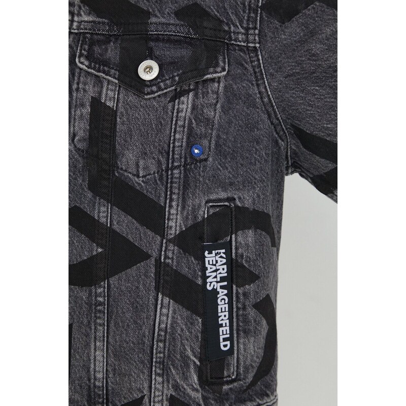 Džínová bunda Karl Lagerfeld Jeans dámská, šedá barva, přechodná