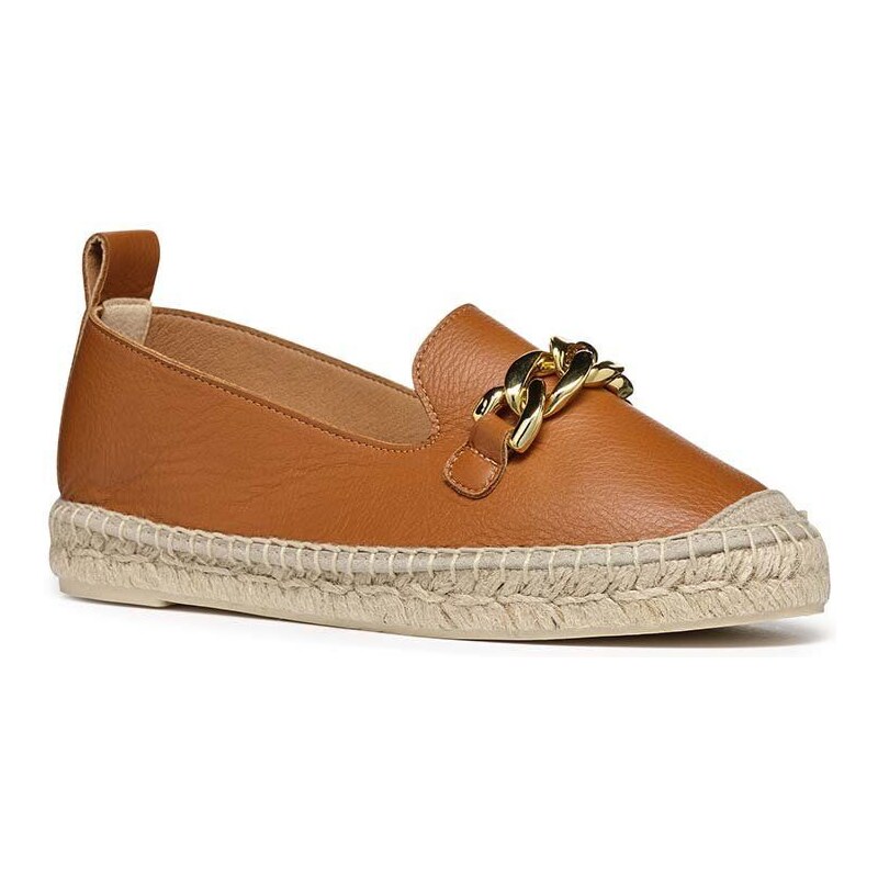 Kožené espadrilky Geox D LAMPEDUSA A hnědá barva, D36V0A00085C6001