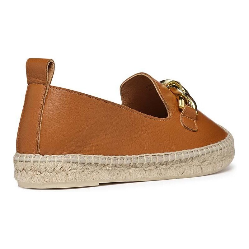 Kožené espadrilky Geox D LAMPEDUSA A hnědá barva, D36V0A00085C6001