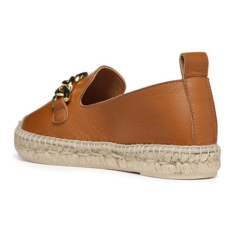 Kožené espadrilky Geox D LAMPEDUSA A hnědá barva, D36V0A00085C6001