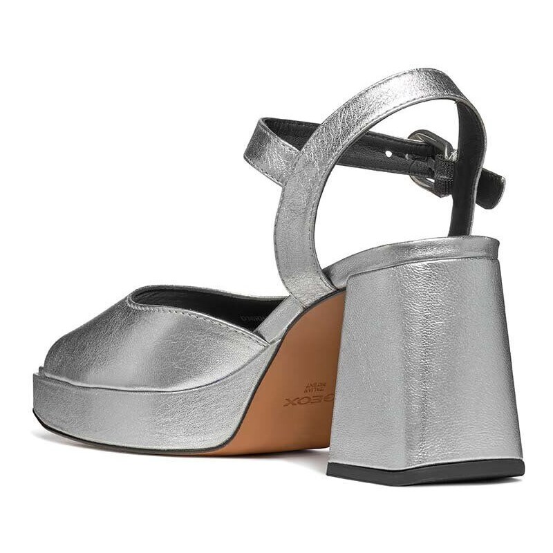 Kožené sandály Geox D SOLEDEA A stříbrná barva, D36RHA000Y2C1007