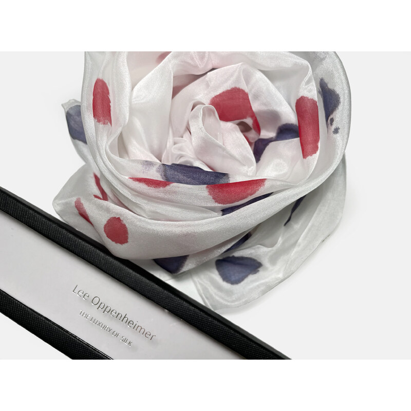Hedvábný šátek Lee Oppenheimer Zara, 45x180 cm, puntíky