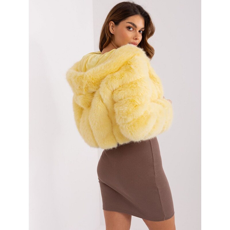 Krátký kožešinový kabát Wool Fashion Italia žlutý