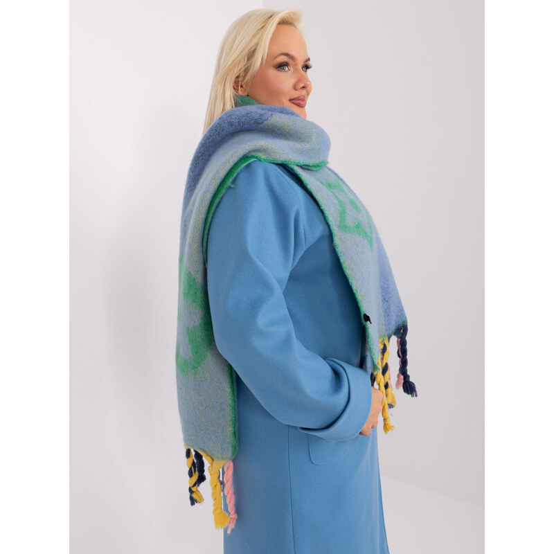 Fashionhunters Zelený dámský šátek s třásněmi