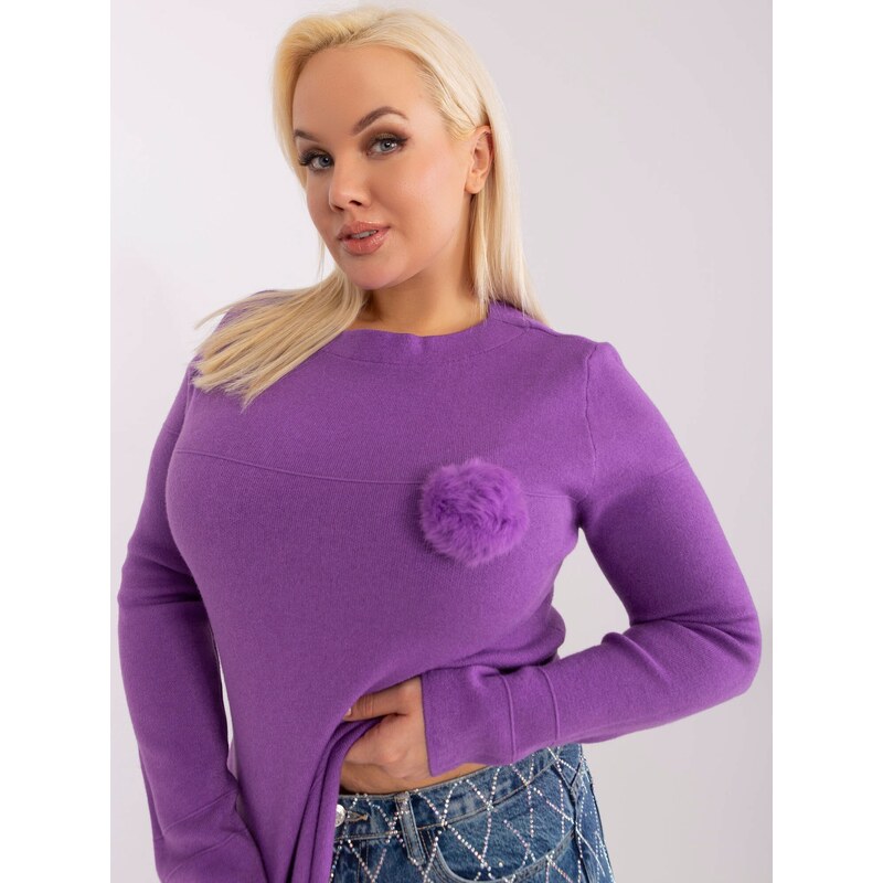 Fashionhunters Fialový pletený svetr z viskózy větší velikosti