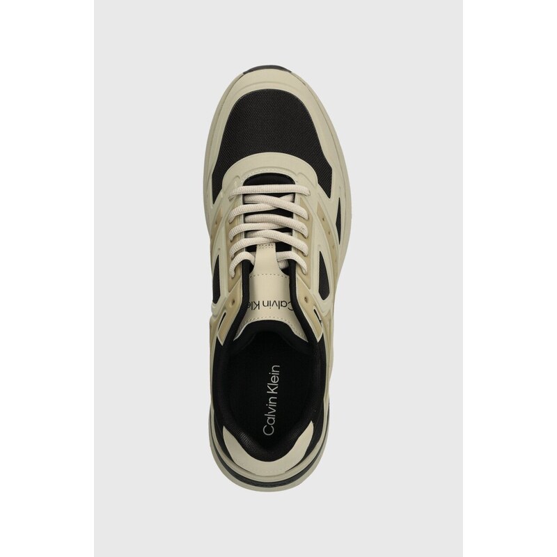 Sneakers boty Calvin Klein LOW TOP LACE UP béžová barva, HM0HM01363