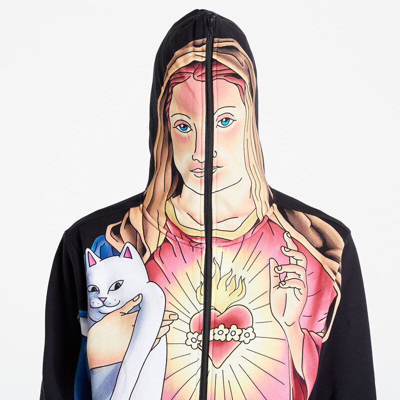 Pánská mikina RIPNDIP Mother Mary Full Zip Hoodie Black