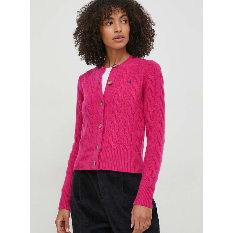 Vlněný svetr Polo Ralph Lauren růžová barva