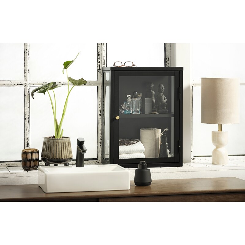 Černá kovová nástěnná vitrína Unique Furniture Carmel 60 x 45 cm