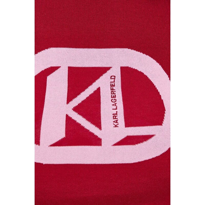 Svetr Karl Lagerfeld dámský, červená barva, lehký, s pologolfem