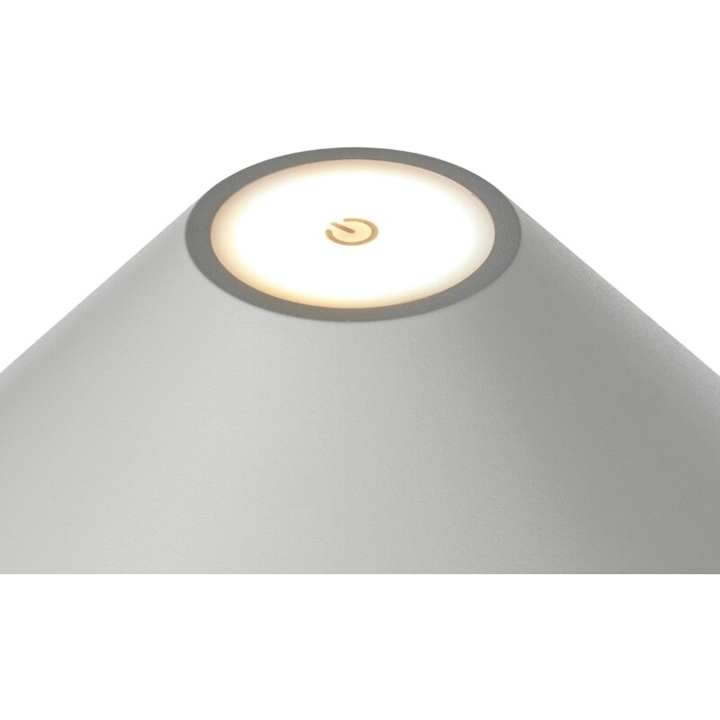 Světle šedá plastová nabíjecí stolní LED lampa Halo Design Hygge 25 cm