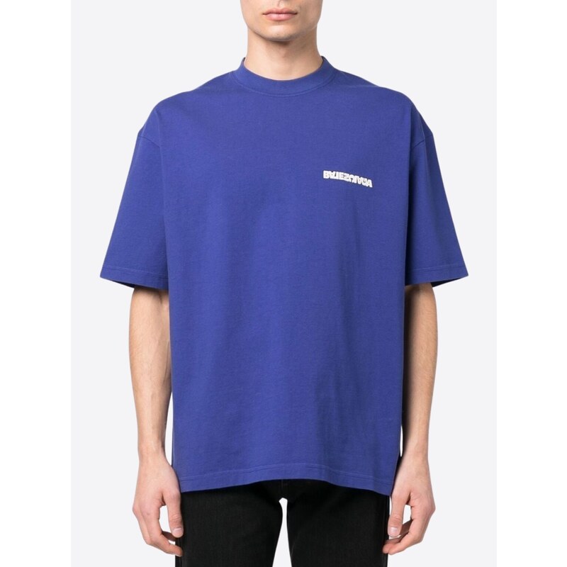 BALENCIAGA Twisted Logo Blue tričko