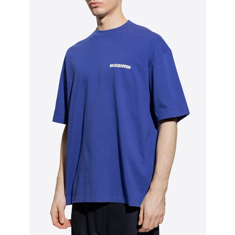 BALENCIAGA Twisted Logo Blue tričko