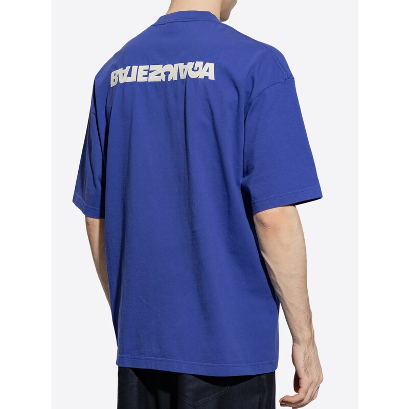 BALENCIAGA Twisted Logo Blue tričko