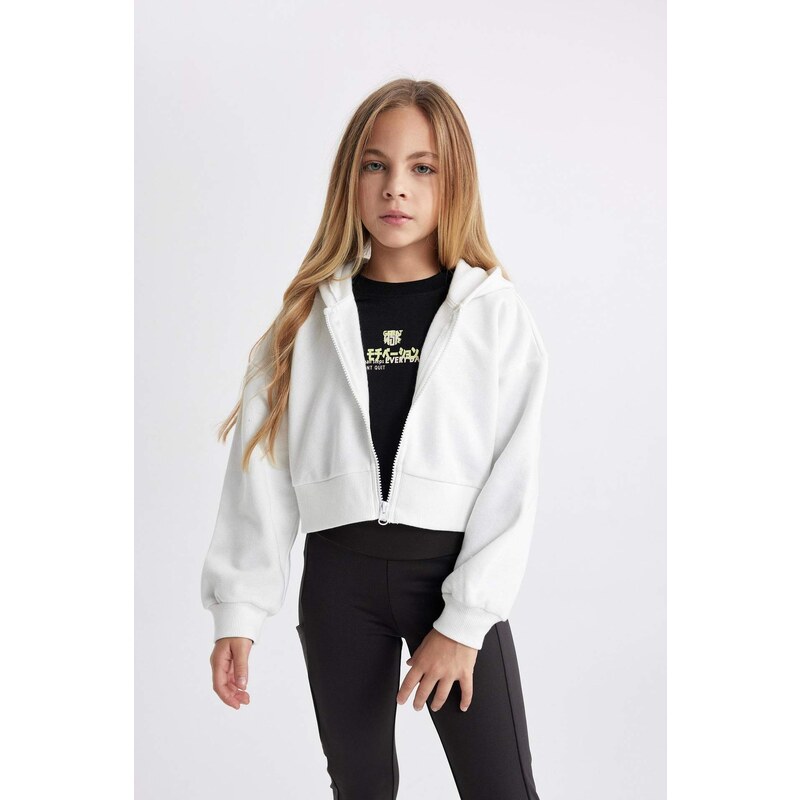 DEFACTO Crop Top Hooded Cardigan