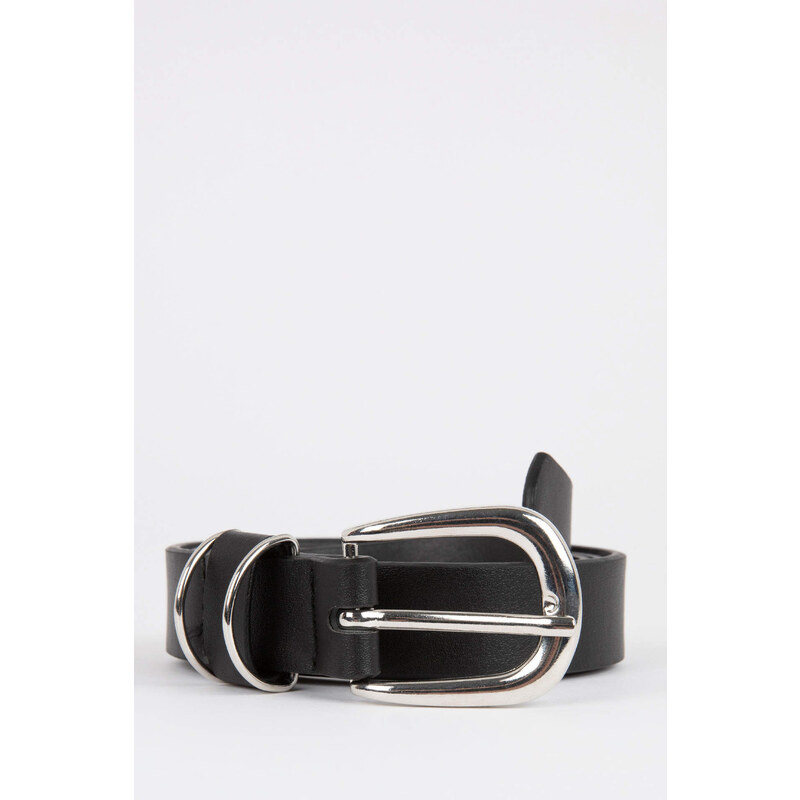 DEFACTO Women's Rectangle Buckle Leather Look Belt