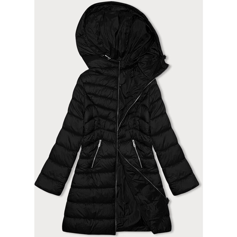 Černá prošívaná dámská bunda s kapucí J Style (11Z8083)