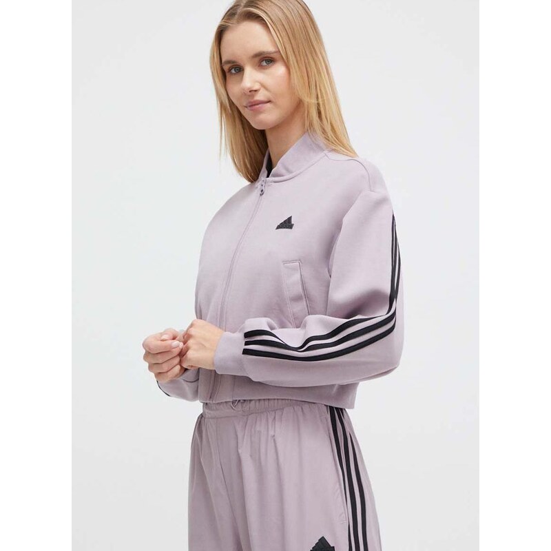 Mikina adidas dámská, fialová barva, hladká, IS3652