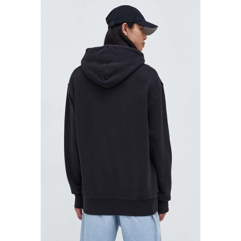 Bavlněná mikina adidas Originals Trefoil Hoodie pánská, černá barva, s kapucí, s aplikací, IU2373