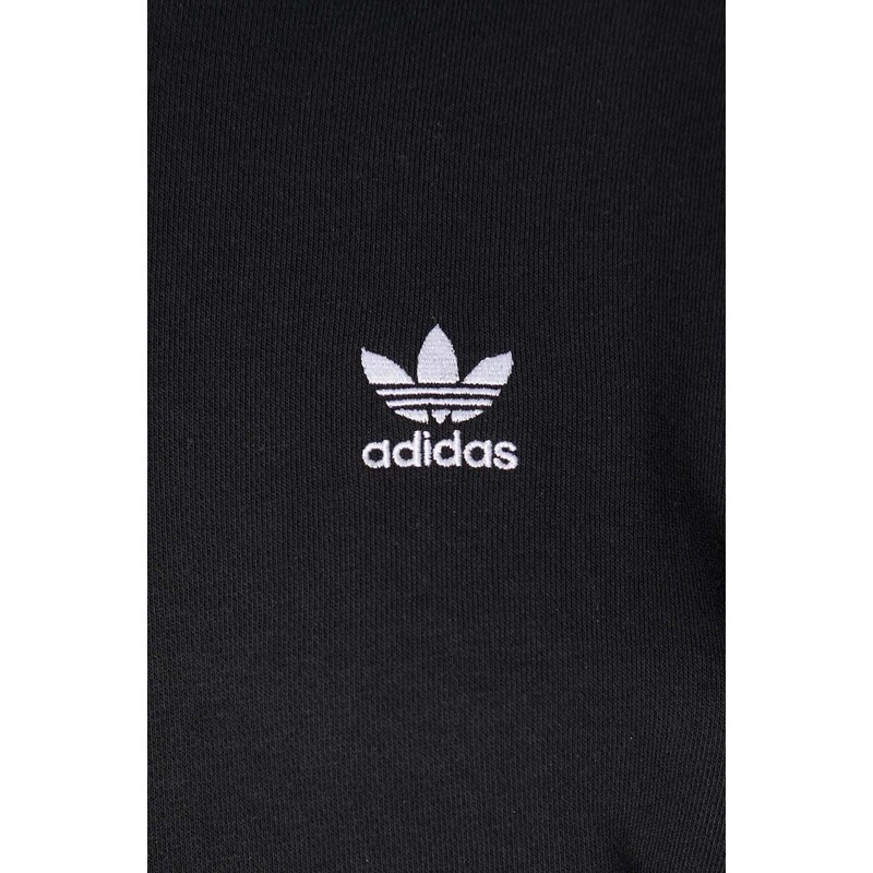 Mikina adidas Originals 3-Stripes Hoodie dámská, černá barva, s kapucí, s aplikací, IU2418