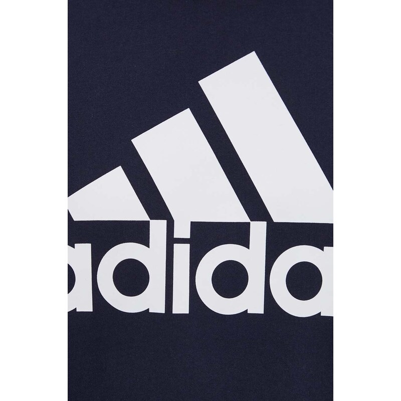 Bavlněné tričko adidas tmavomodrá barva, s potiskem, IL5660