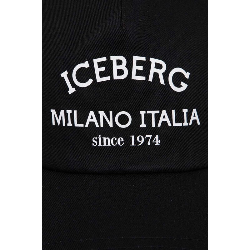 Bavlněná baseballová čepice Iceberg černá barva, s potiskem