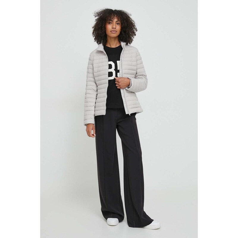 Péřová bunda Calvin Klein dámská, šedá barva, přechodná