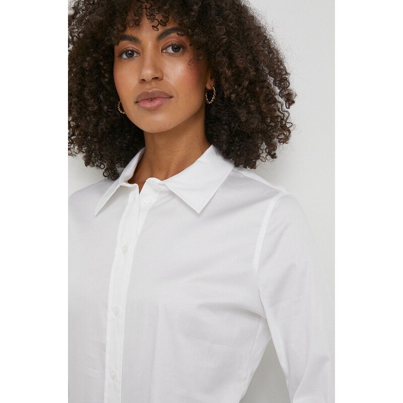 Košile Calvin Klein dámská, béžová barva, regular, s klasickým límcem