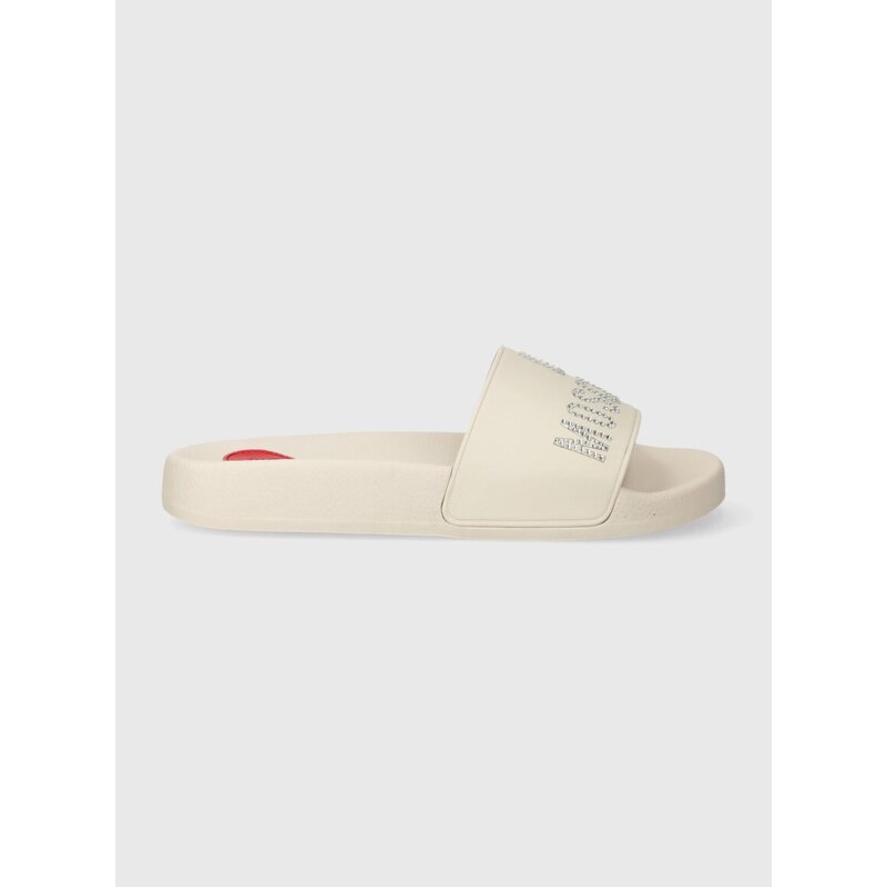 Pantofle Love Moschino dámské, béžová barva, JA28122G1II13102